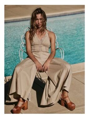 Free People Making Moments Jumpsuit Wide Leg Backless